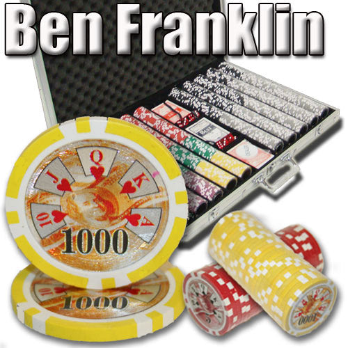 1000 Ben Franklin Poker Chips with Aluminum Case