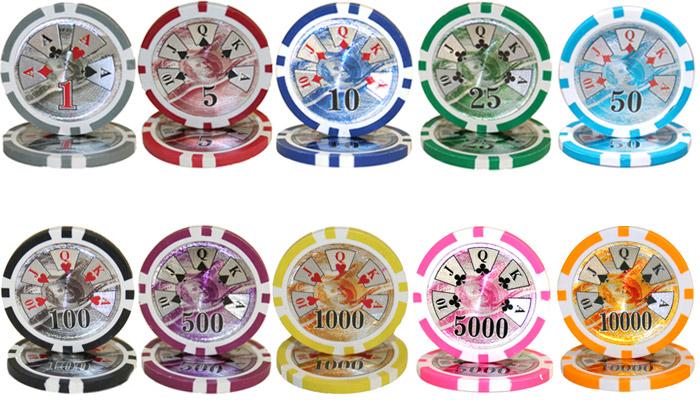1000 Ben Franklin Poker Chips with Rolling Aluminum Case