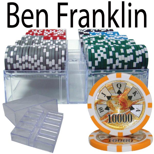 200 Ben Franklin Poker Chips with Acrylic Tray