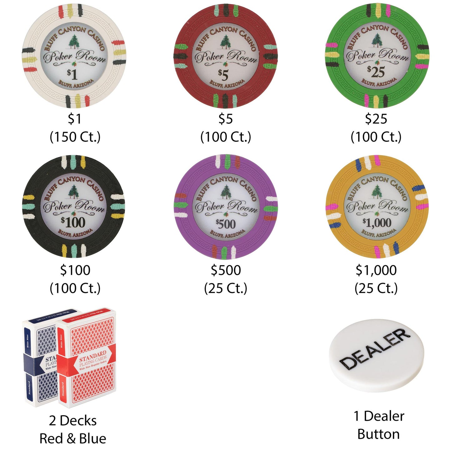 500 Bluff Canyon Poker Chips with Mahogany Case