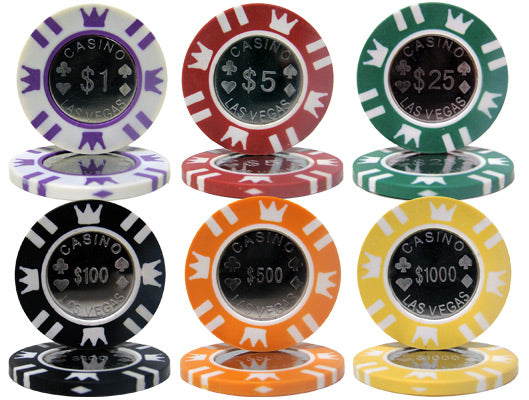 1000 Coin Inlay Poker Chips with Rolling Aluminum Case