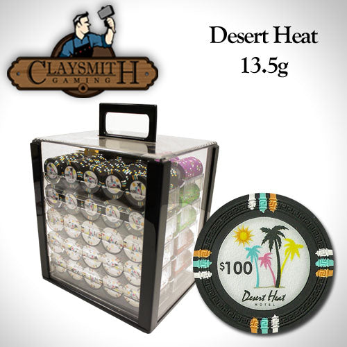 1000 Desert Heat Poker Chips with Acrylic Carrier