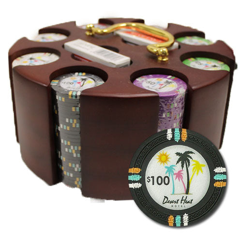 200 Desert Heat Poker Chips with Wooden Carousel