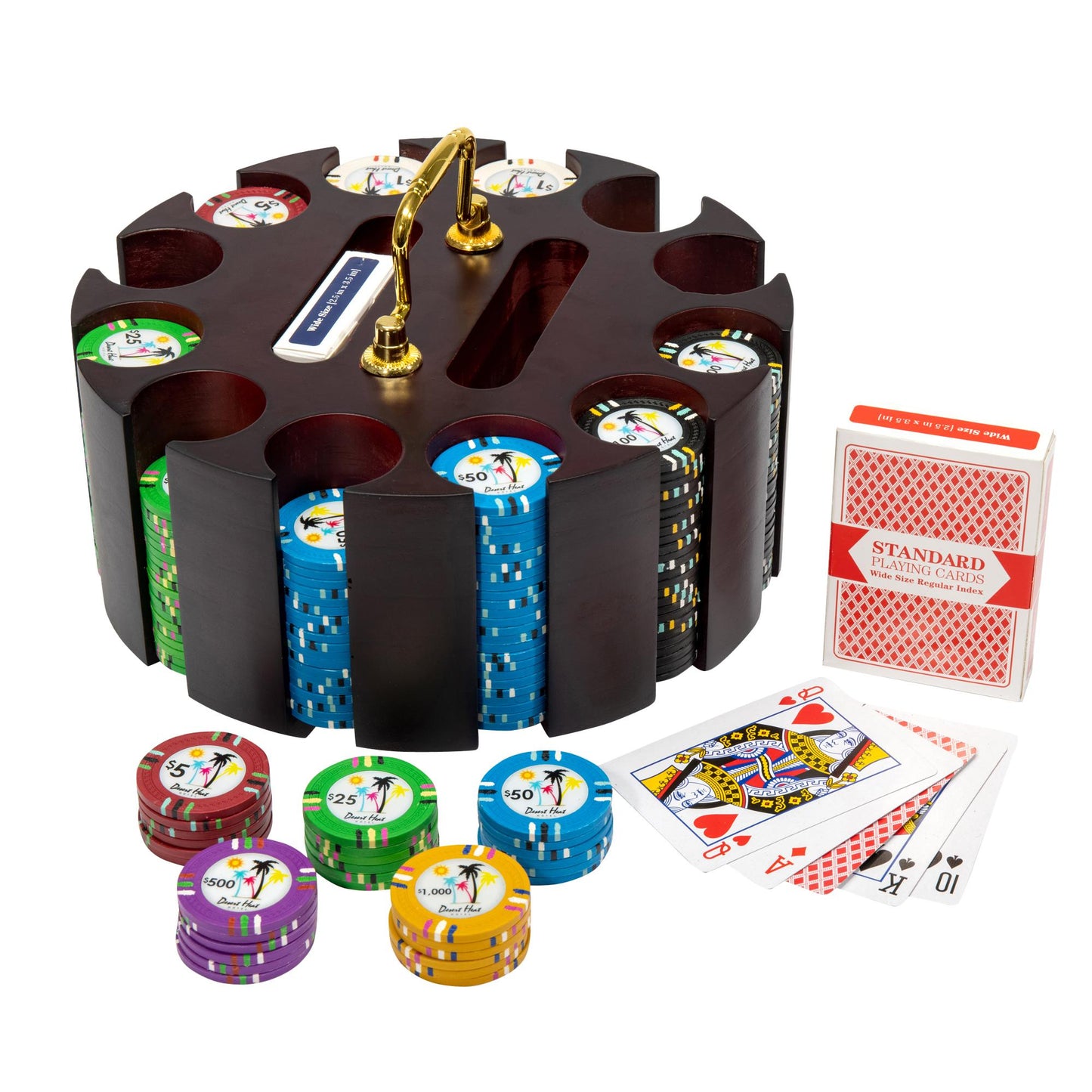 300 Desert Heat Poker Chips with Wooden Carousel