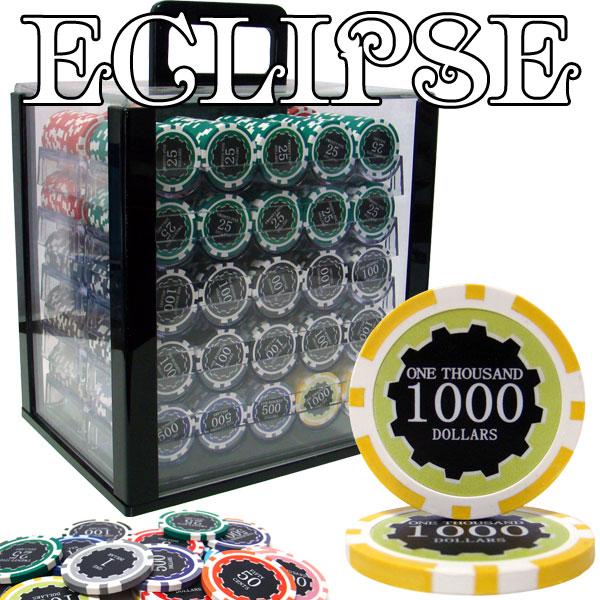 1000 Eclipse Poker Chips with Acrylic Carrier