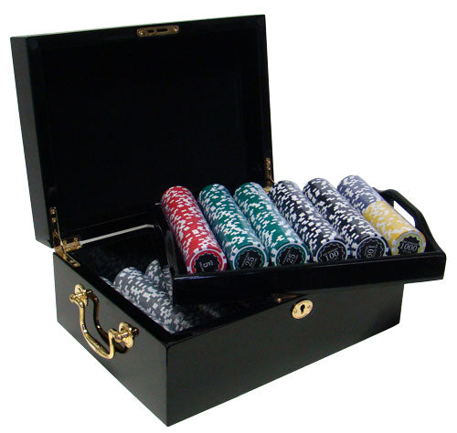 500 Eclipse Poker Chips with Mahogany Case