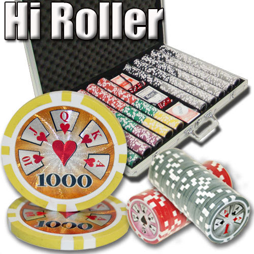 1000 Hi Roller Poker Chips with Aluminum Case