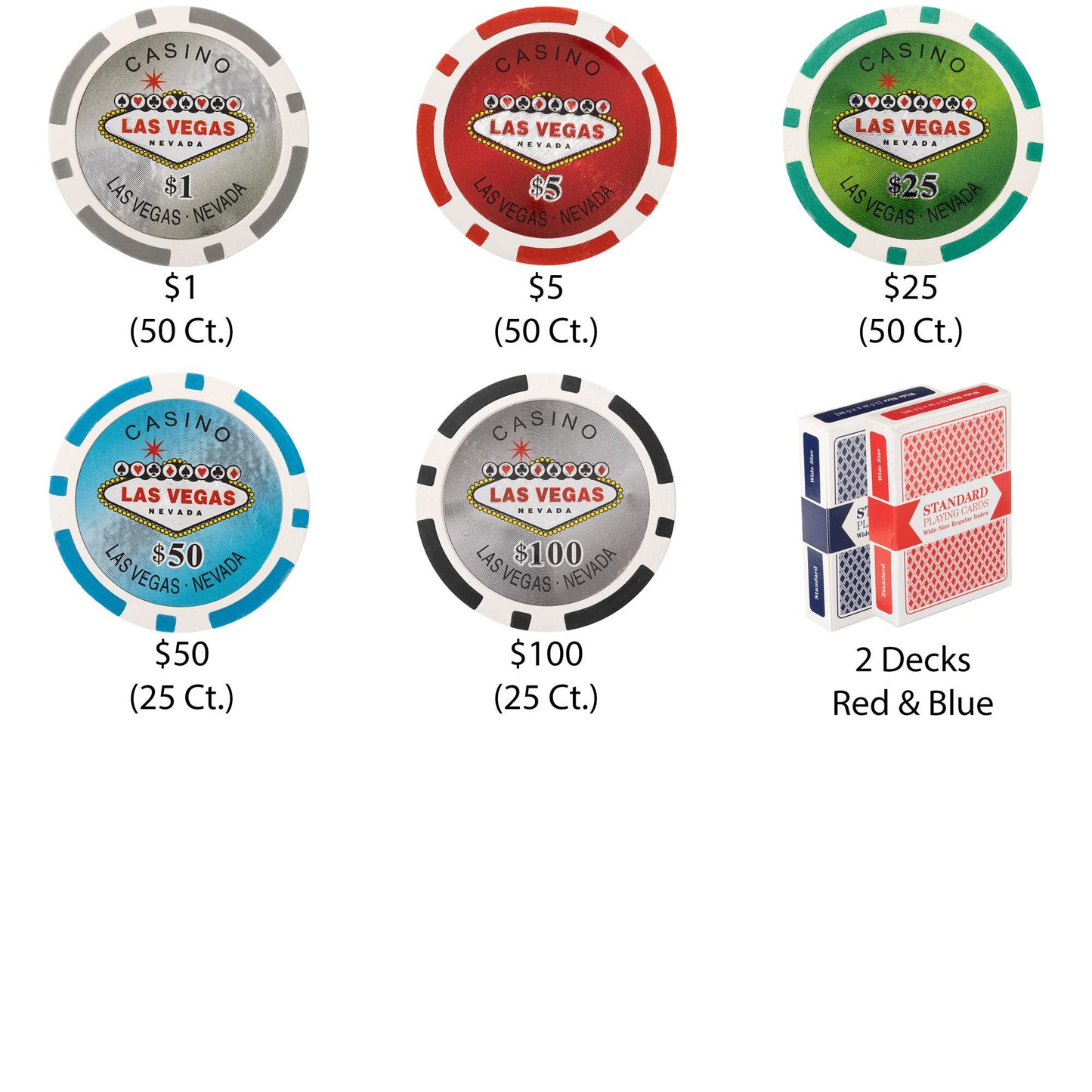 200 Las Vegas Poker Chips with Wooden Carousel