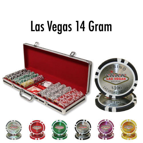 500 Las Vegas Poker Chips with Black Aluminum Case
