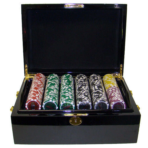 500 Las Vegas Poker Chips with Mahogany Case