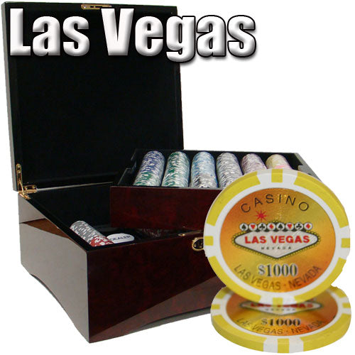 750 Las Vegas Poker Chips with Mahogany Case