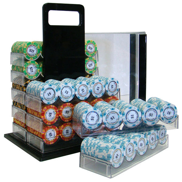 1000 Monte Carlo Poker Chips with Acrylic Carrier