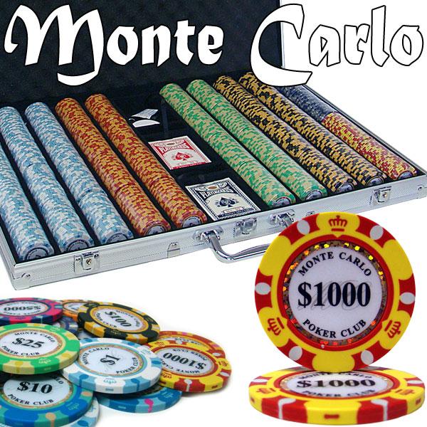 1000 Monte Carlo Poker Chips with Aluminum Case