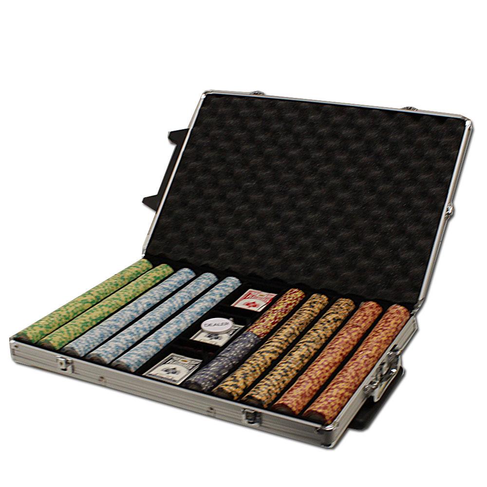 1000 Monte Carlo Poker Chips with Rolling Aluminum Case