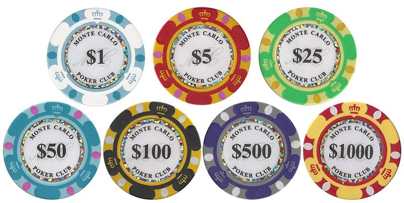 300 Monte Carlo Poker Chips with Aluminum Case