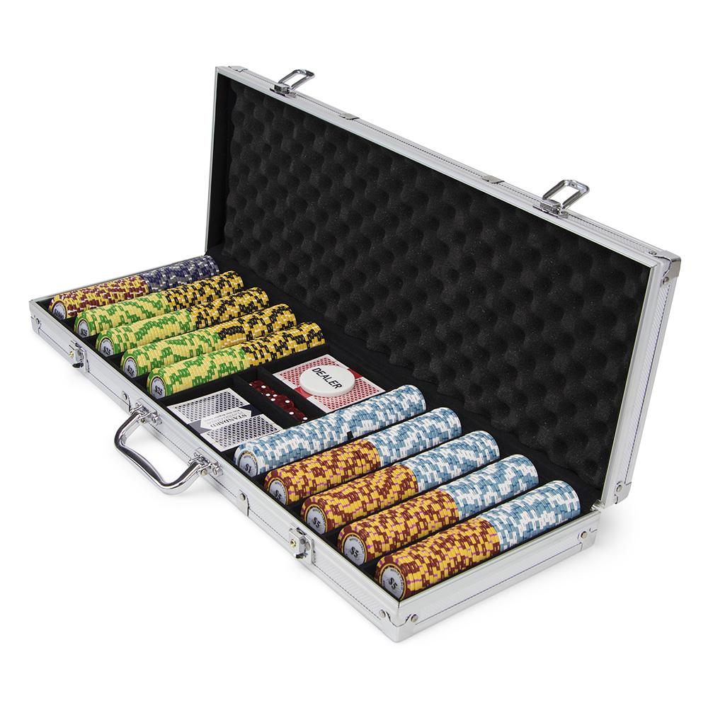 500 Monte Carlo Poker Chips with Aluminum Case