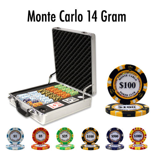 500 Monte Carlo Poker Chips with Claysmith Aluminum Case