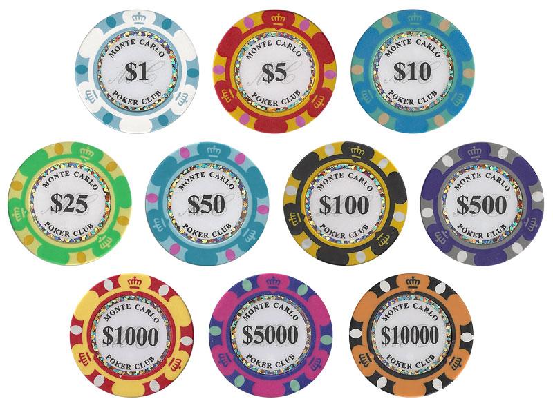500 Monte Carlo Poker Chips with Claysmith Aluminum Case