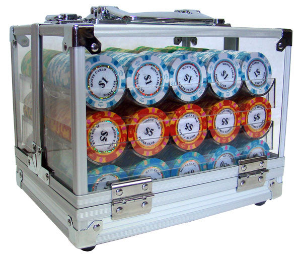 600 Monte Carlo Poker Chips with Acrylic Carrier
