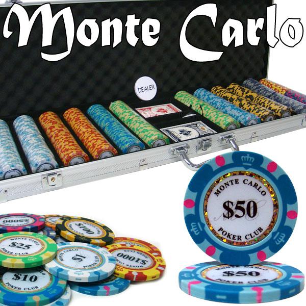 600 Monte Carlo Poker Chips with Aluminum Case