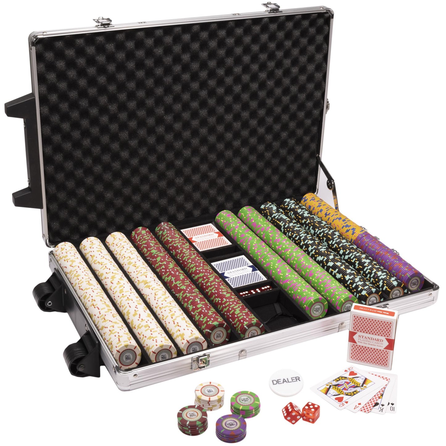 1000 Mint Poker Chips with Rolling Aluminum Case