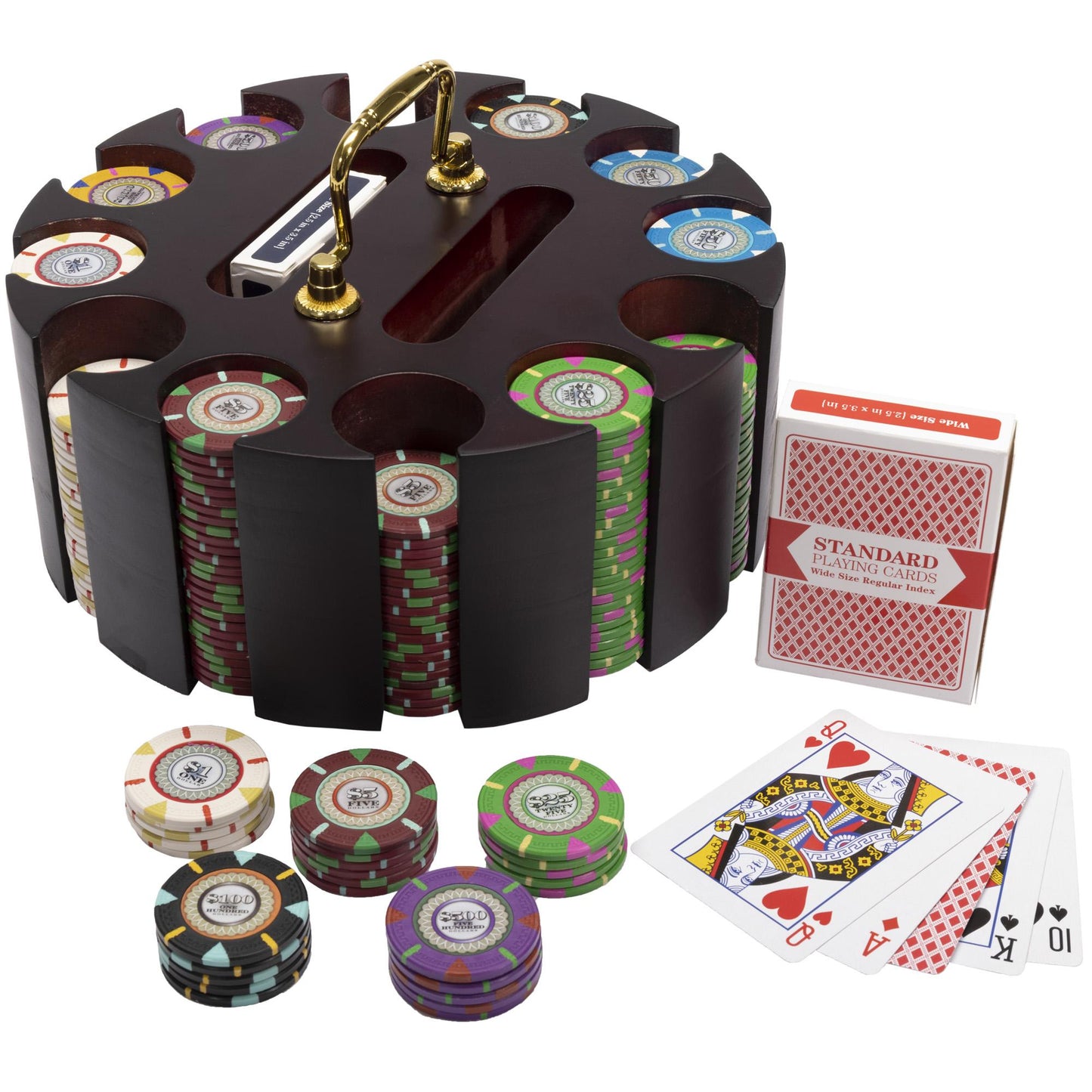 300 Mint Poker Chips with Wooden Carousel