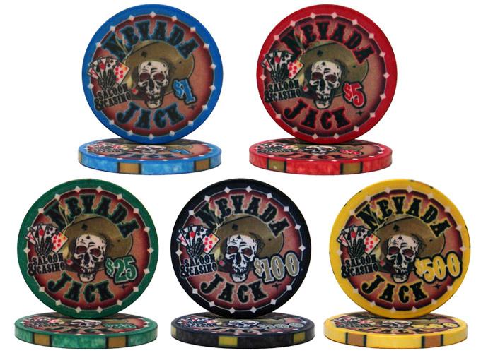200 Nevada Jack Poker Chips with Wooden Carousel