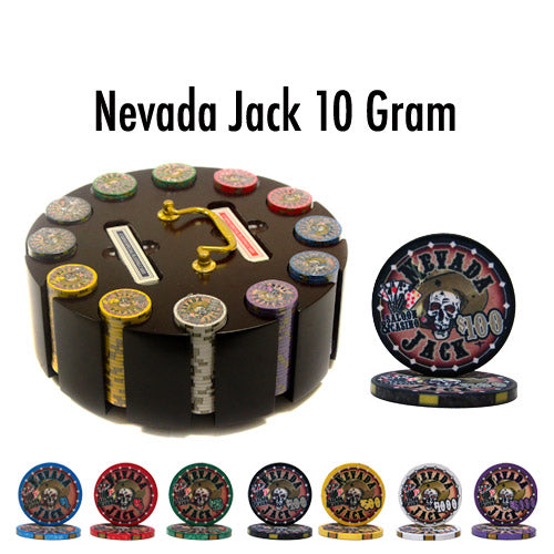 300 Nevada Jack Poker Chips with Wooden Carousel