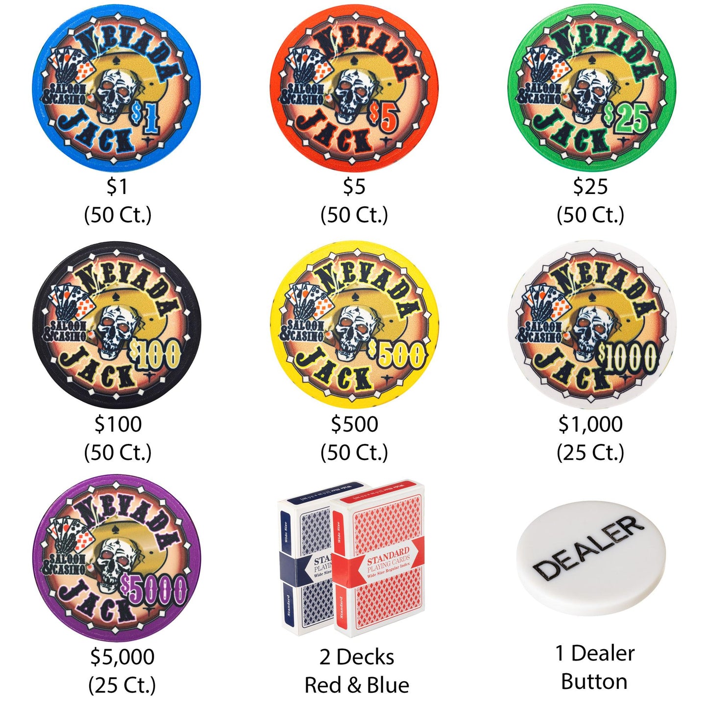 300 Nevada Jack Poker Chips with Wooden Carousel