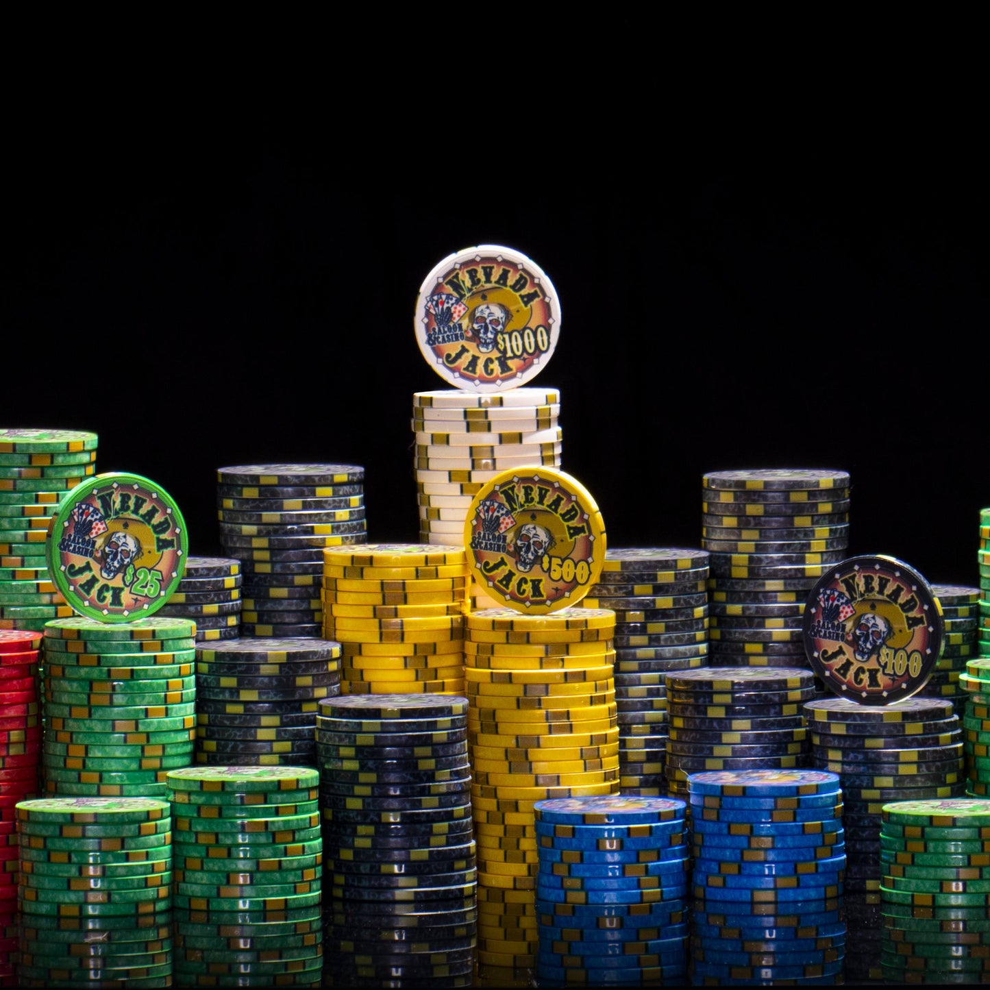 300 Nevada Jack Poker Chips with Wooden Carousel
