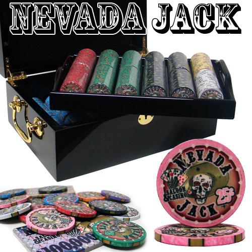 500 Nevada Jack Poker Chips with Mahogany Case