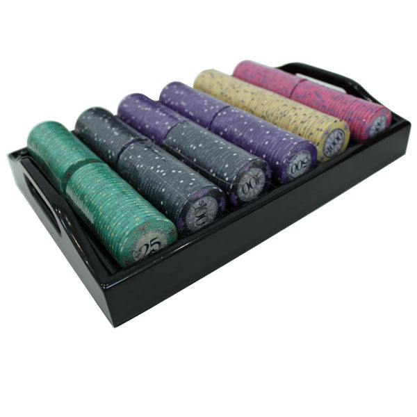 500 Scroll Poker Chips with Mahogany Case