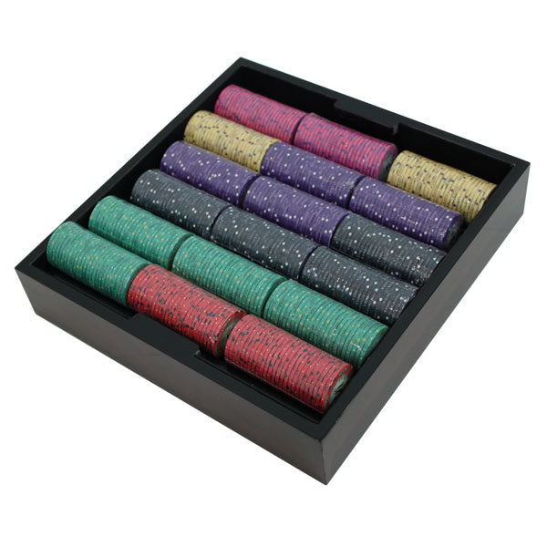 750 Scroll Poker Chips with Mahogany Case