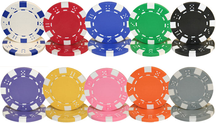 300 Striped Dice Poker Chips with Aluminum Case
