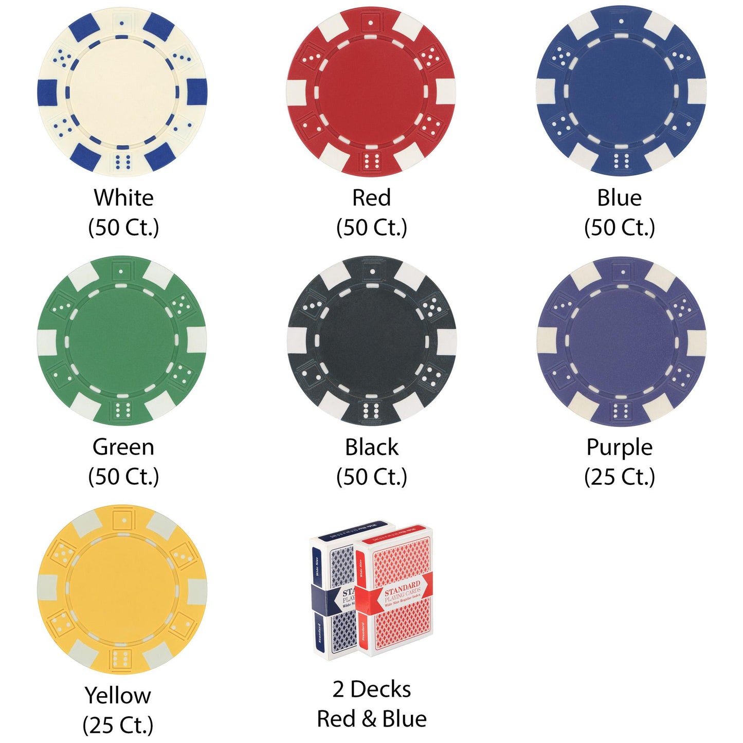 300 Striped Dice Poker Chips with Wooden Carousel