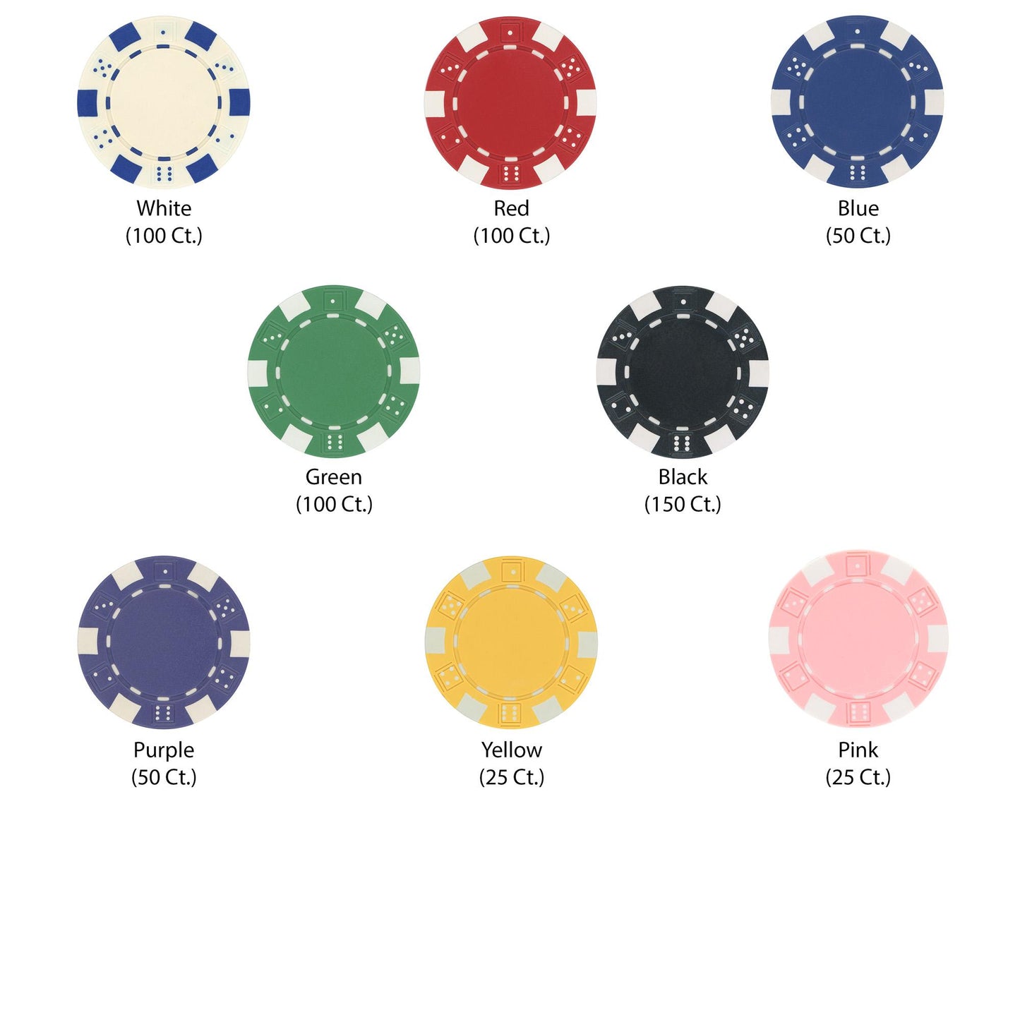 600 Striped Dice Poker Chips with Acrylic Carrier