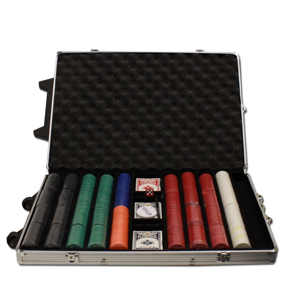 1000 Super Diamond Poker Chips with Rolling Aluminum Case