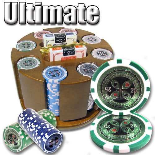 200 Ultimate Poker Chips with Wooden Carousel
