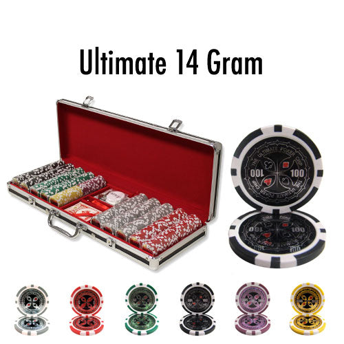 500 Ultimate Poker Chips with Black Aluminum Case