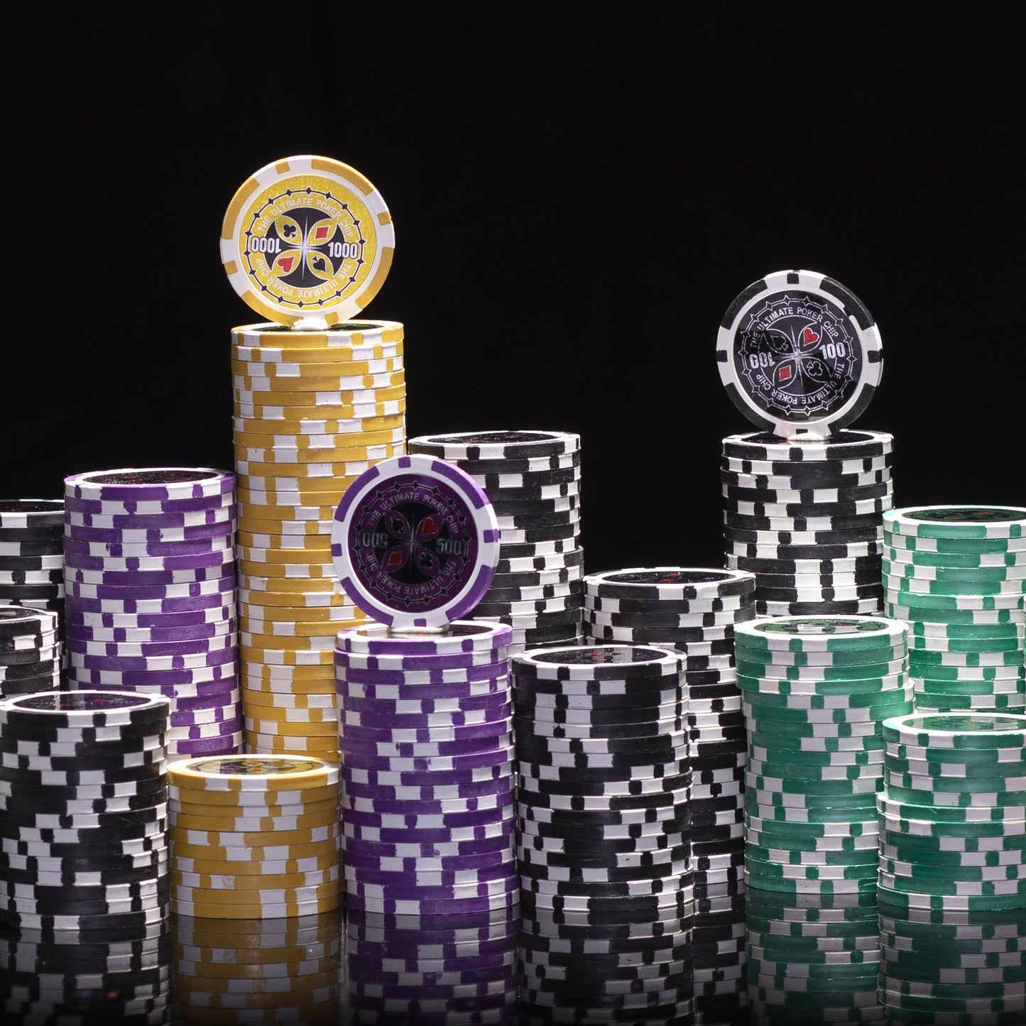 500 Ultimate Poker Chips with Black Aluminum Case