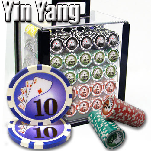 1000 Yin Yang Poker Chips with Acrylic Carrier