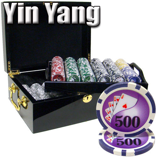 500 Yin Yang Poker Chips with Mahogany Case