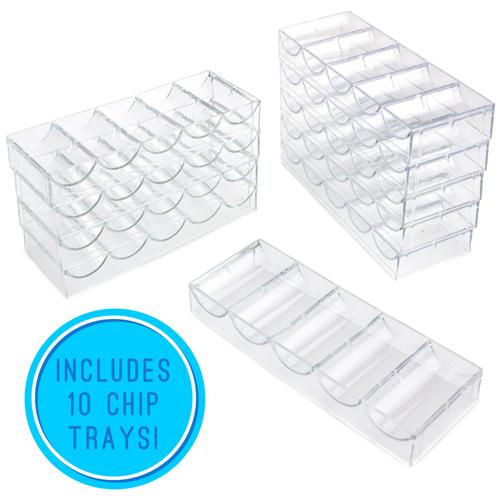 1000 Piece Acrylic Poker Chip Carrier with Trays