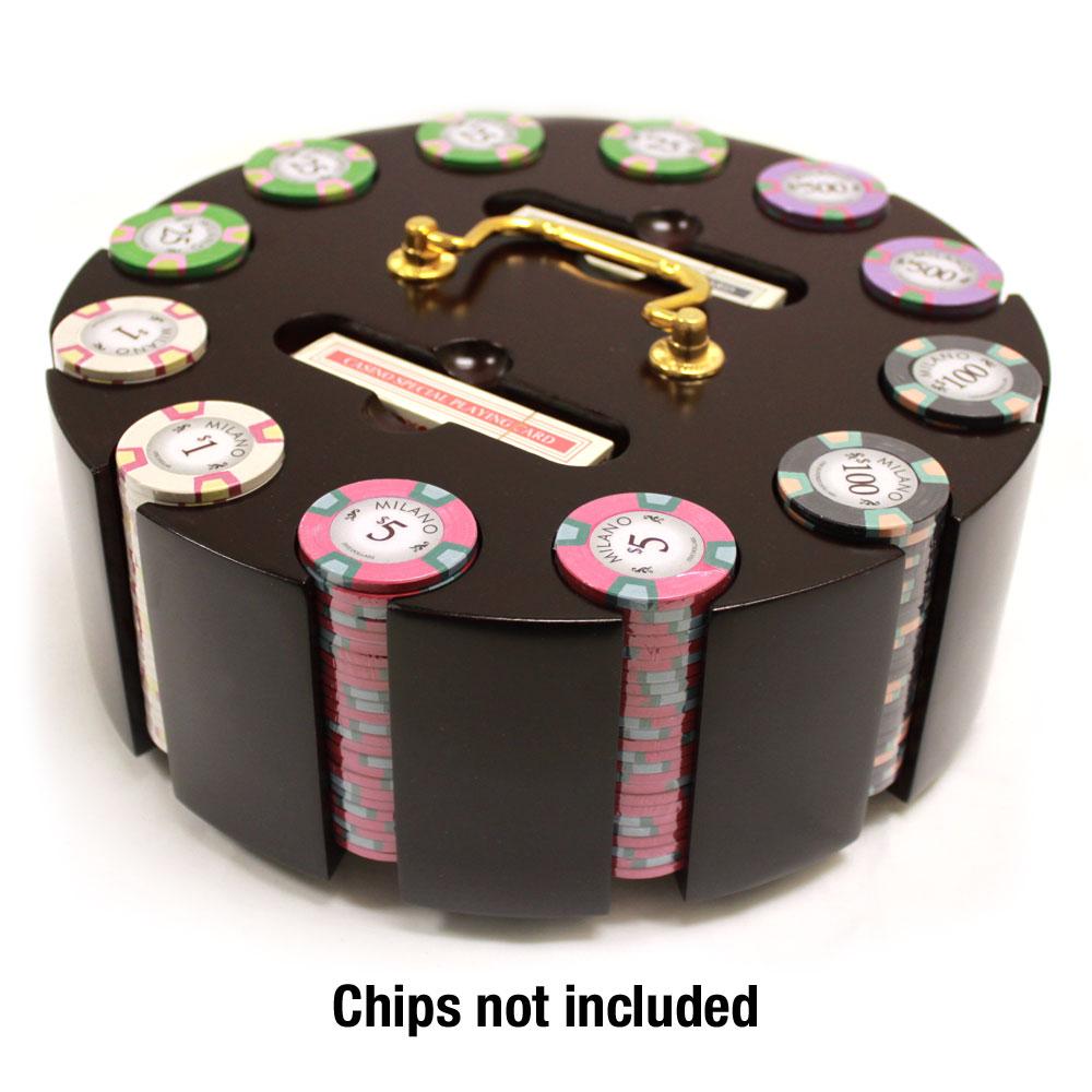 300 Piece Wooden Poker Chip Carousel with Lid