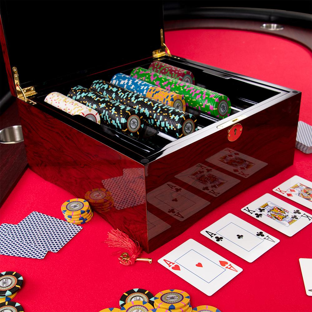 750 Piece Mahogany Wooden Poker Chip Case