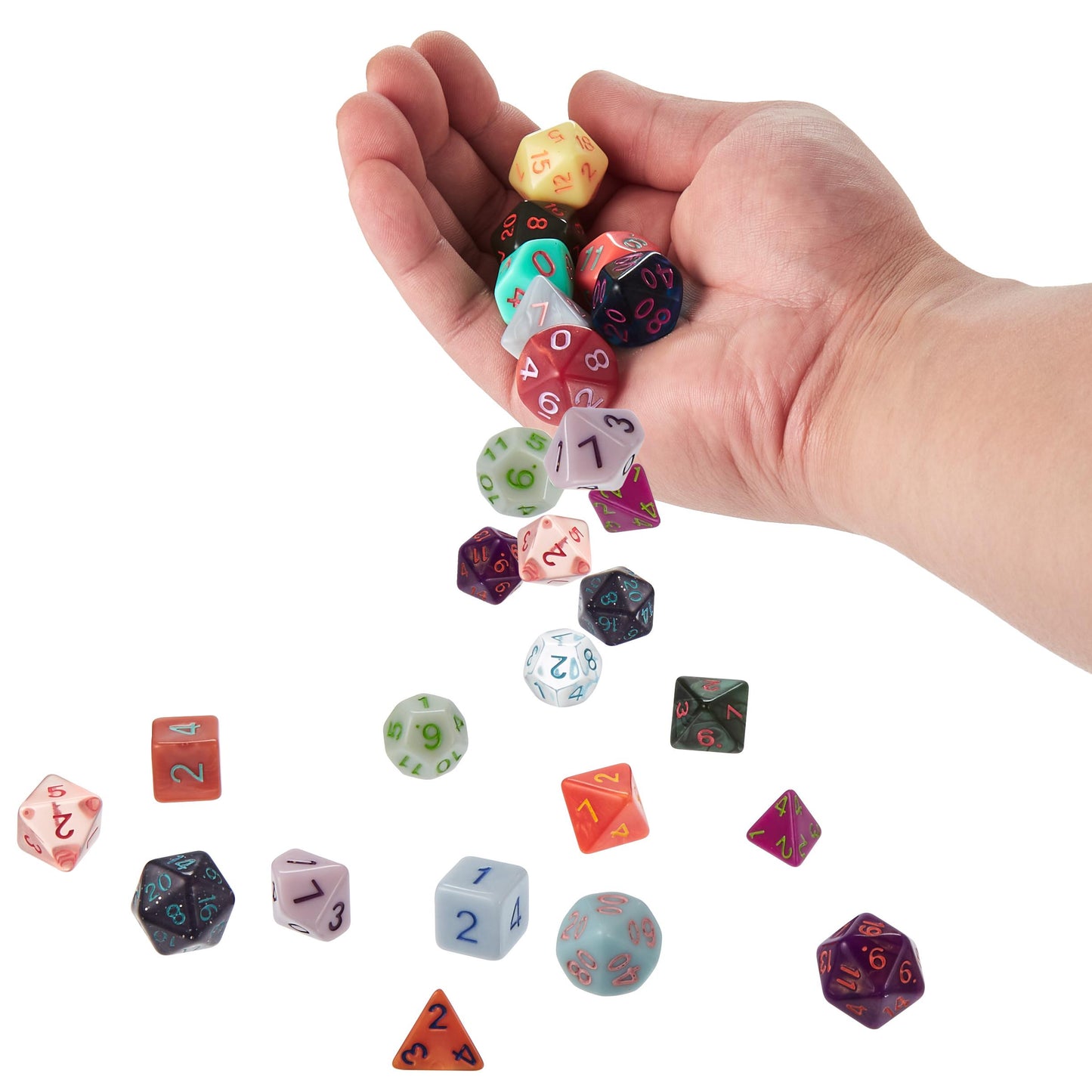 Set of 7 Dice - Death Diamonds - Transparent Red with Red Paint