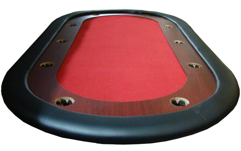 Red Felt Poker Table With Wooden Race Track