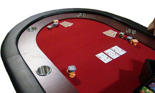 Red Felt Poker Table With Wooden Race Track