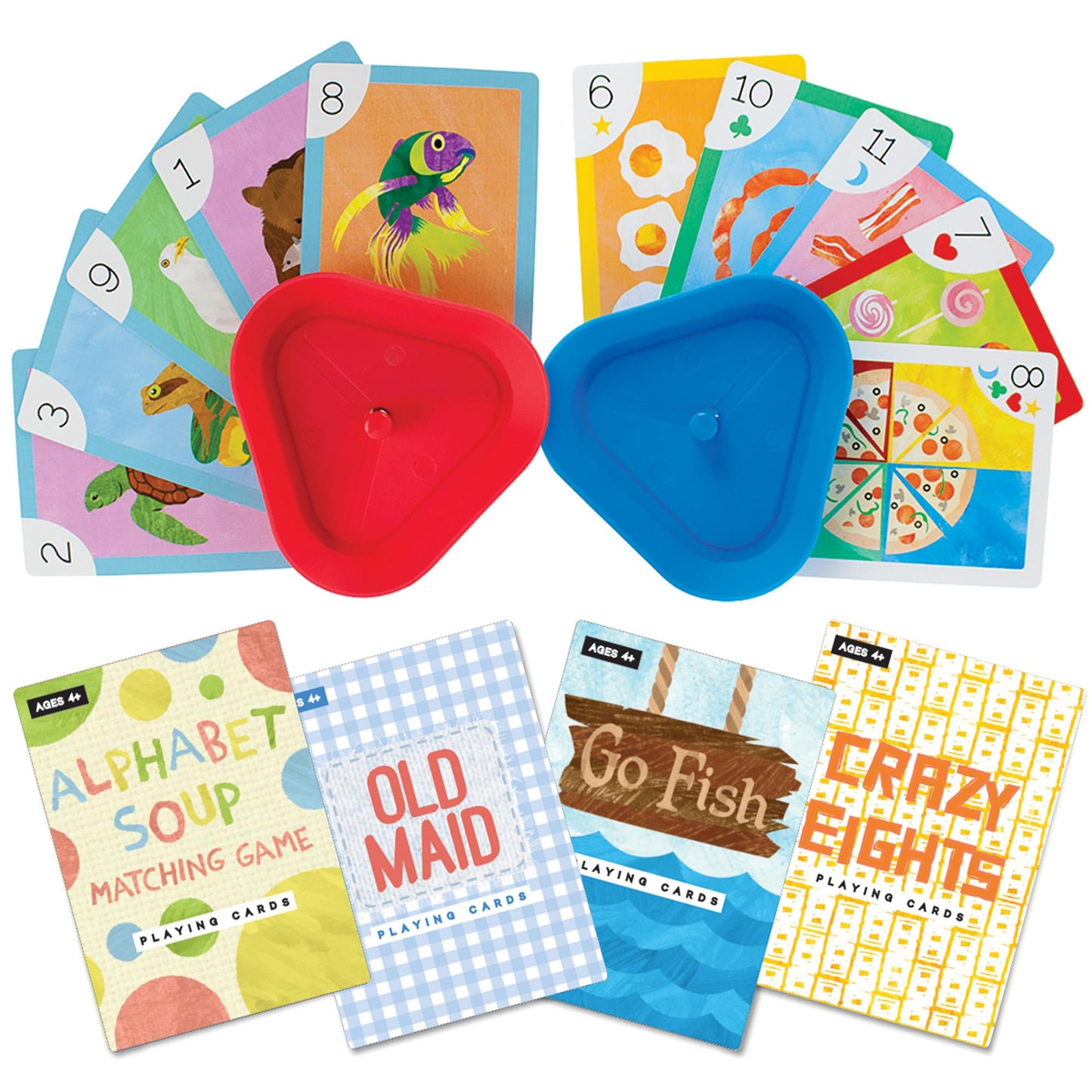 4-pack of Kids Card Games and 2 Card Holders - Retail Version
