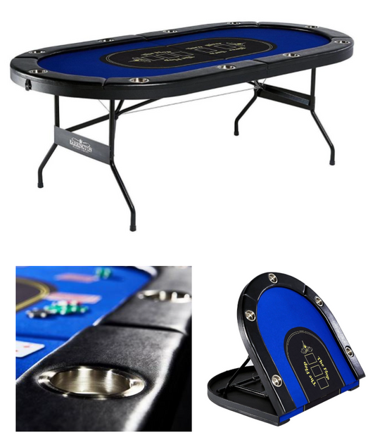 Barrington 10 Player Blue Poker Table, No Assembly Required